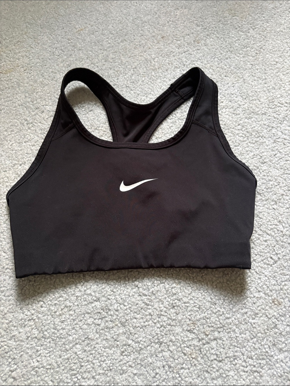 Nike Black Racerback Sports Bra with White Swoosh